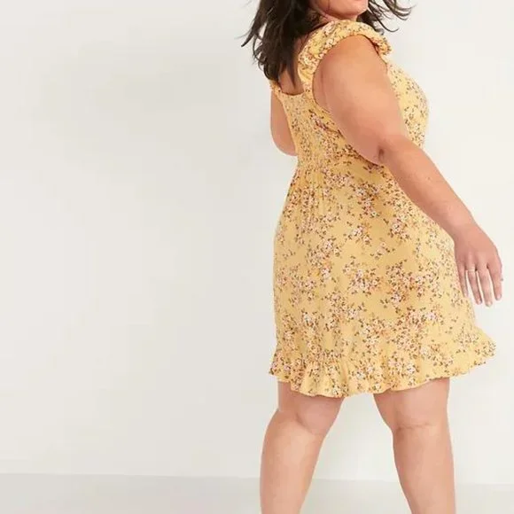 Old Navy Fit and Flare Puff-Sleeve Floral-Print Dress for Women New - Picture 6 of 8